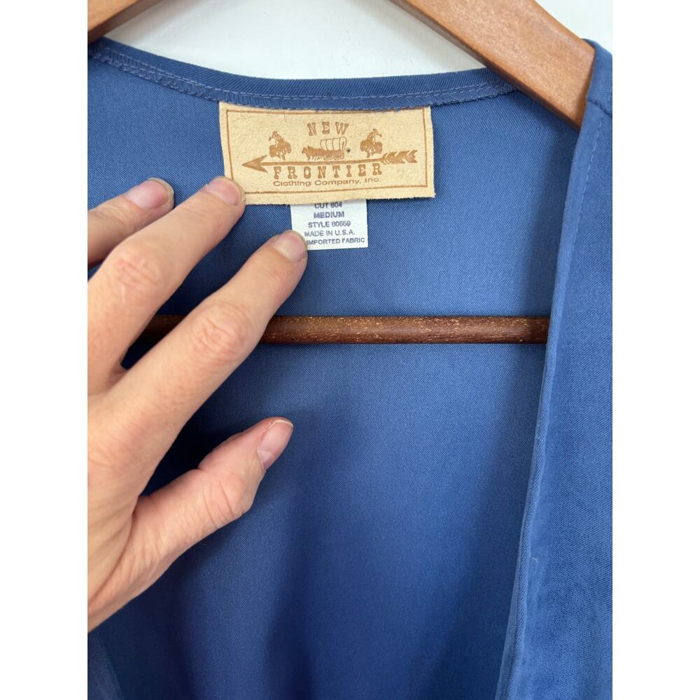 New Frontier Womens Blue Faux Suede Western Vest Western Boho Cowgirl Size M - Picture 4 of 4